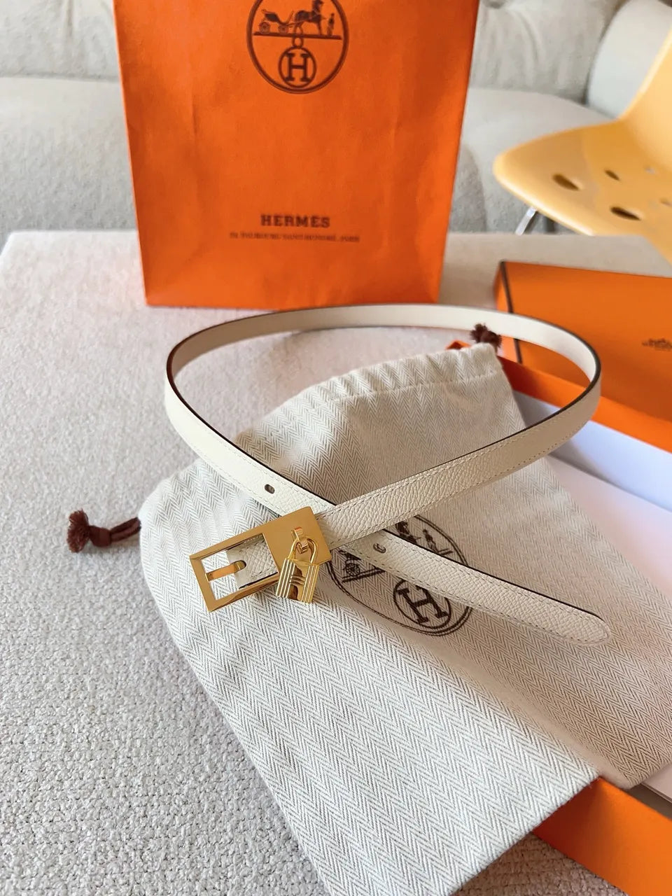 Hermès Écru Padlock Belt - Hình 6