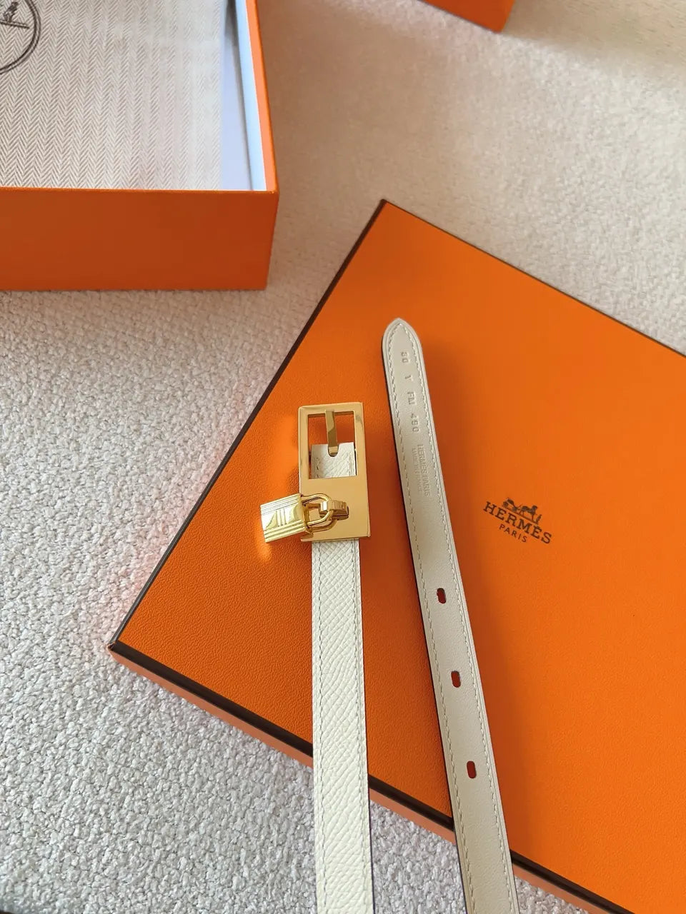 Hermès Écru Padlock Belt - Hình 7