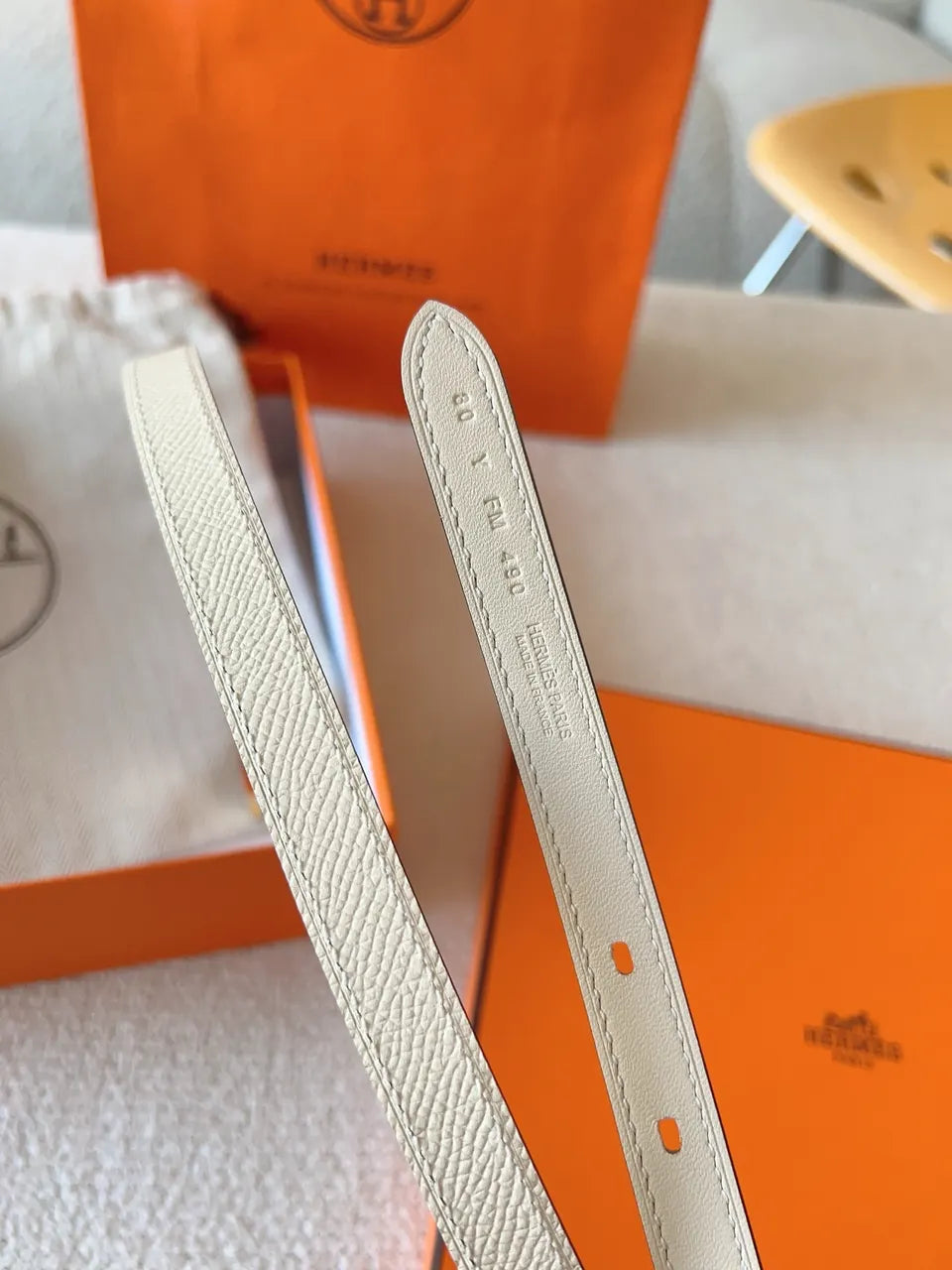 Hermès Écru Padlock Belt - Hình 9