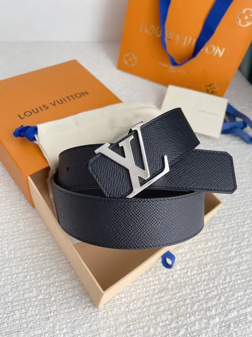 Louis Vuitton Black Taurillon Leather Belt 8254