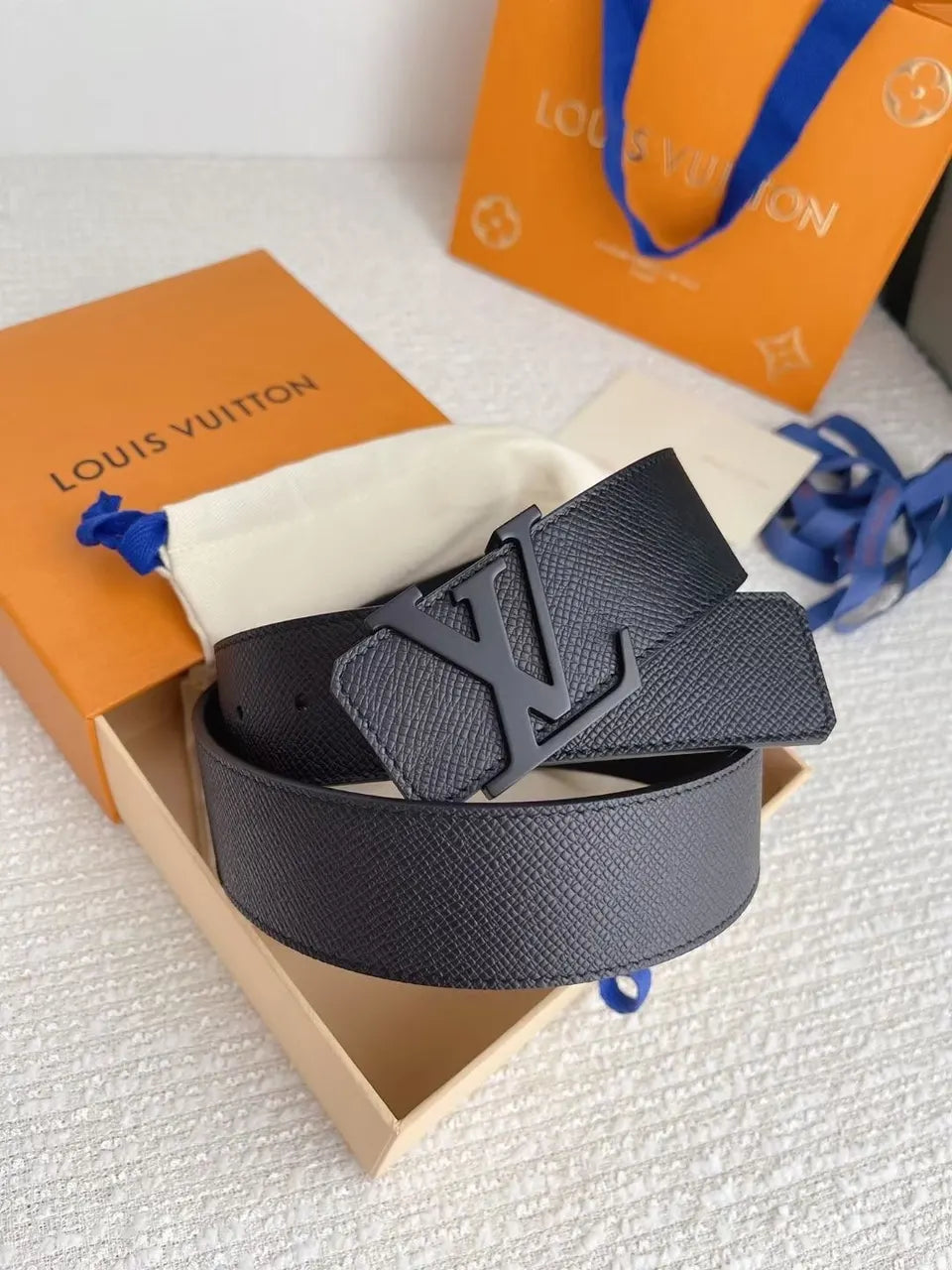 LV Grained Leather Black Belt