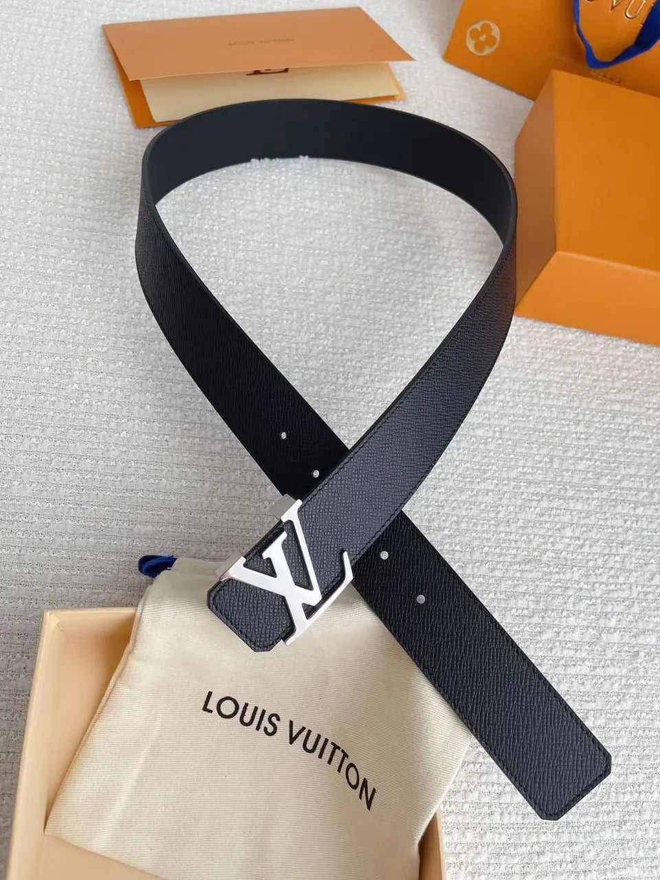 Louis Vuitton Black Taurillon Leather Belt 8254 - Hình 6