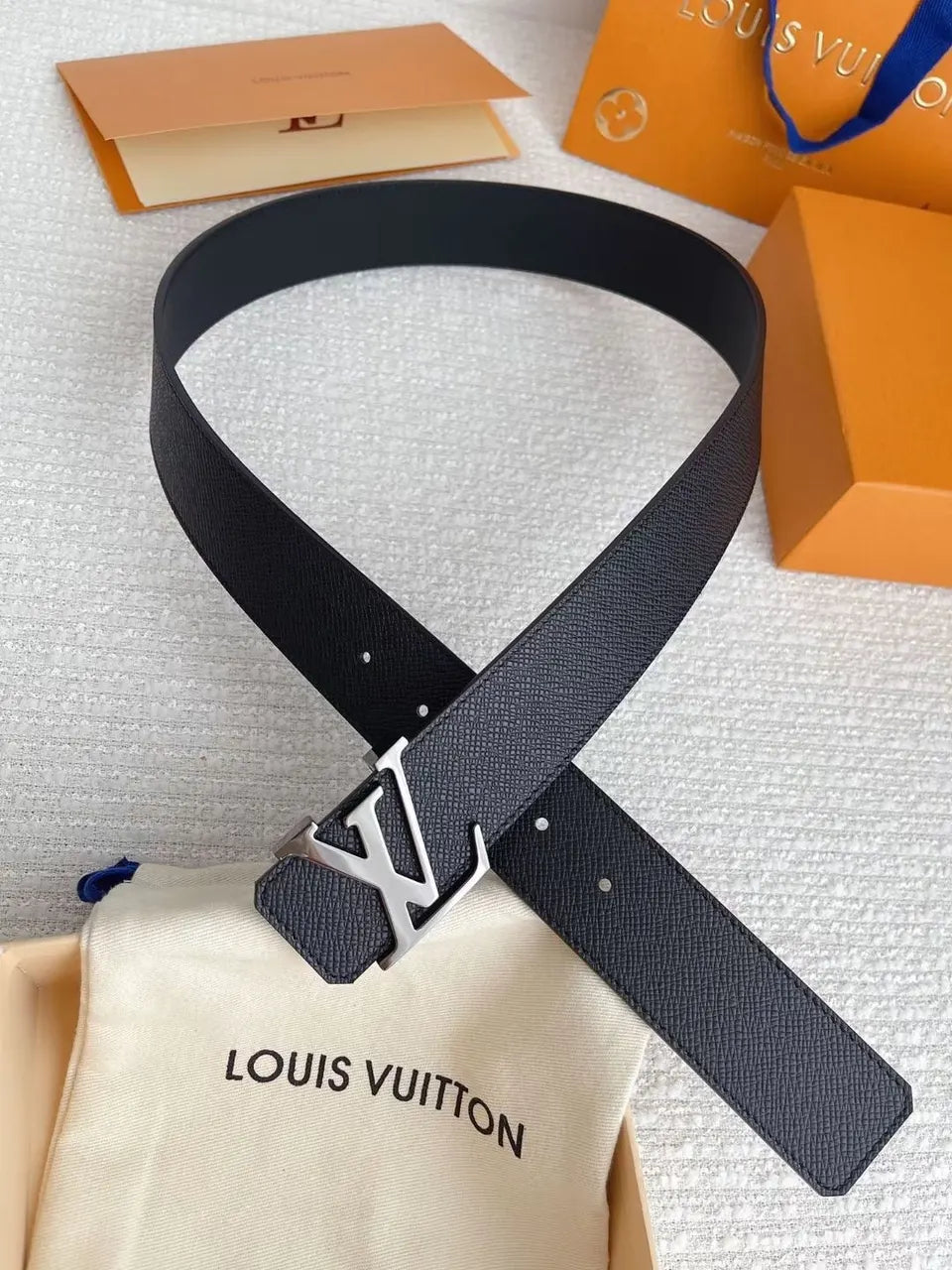 Black Taurillon LV Initiales Belt - Hình 6