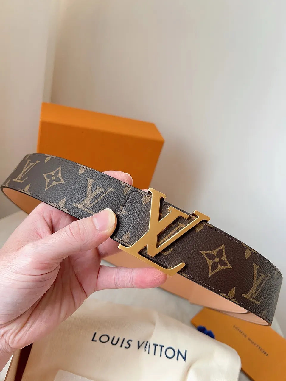 Brown Monogram Belt Gold LV - Hình 2