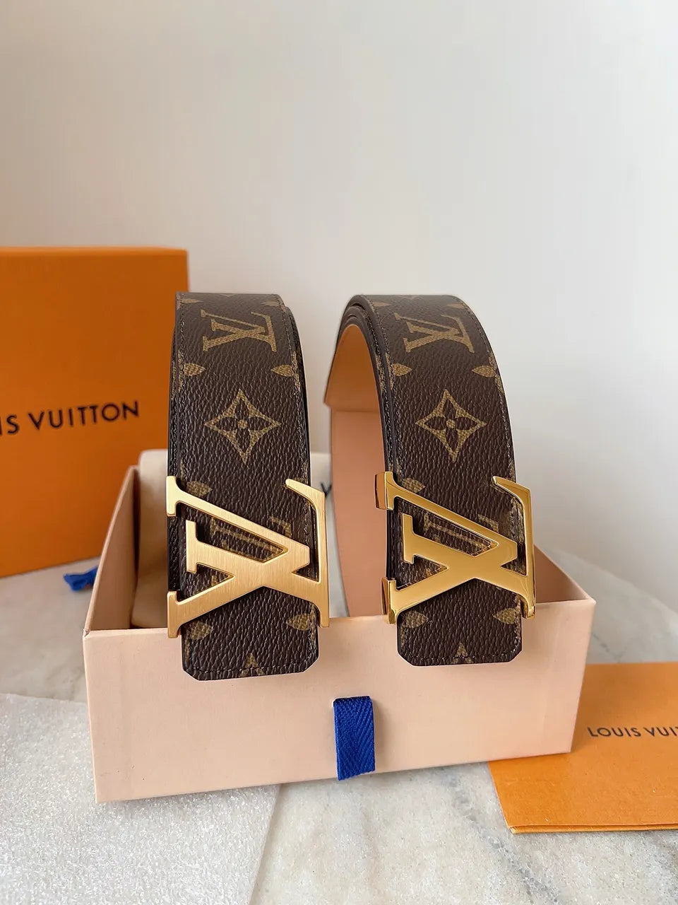 Brown Monogram Belt Gold LV - Hình 3