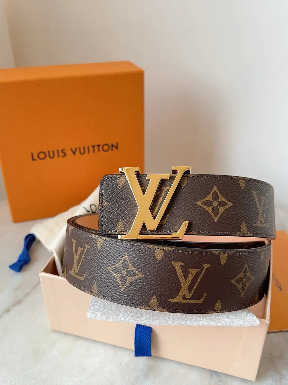 Brown Monogram Belt Gold LV - Hình 4