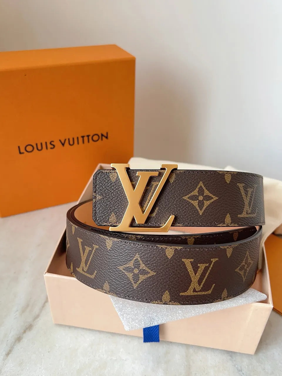 Brown Monogram Belt Gold LV - Hình 6