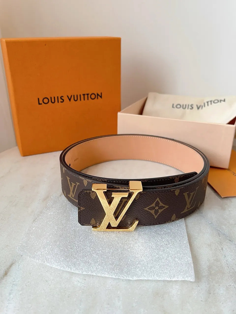 Brown Monogram Belt Gold LV - Hình 7