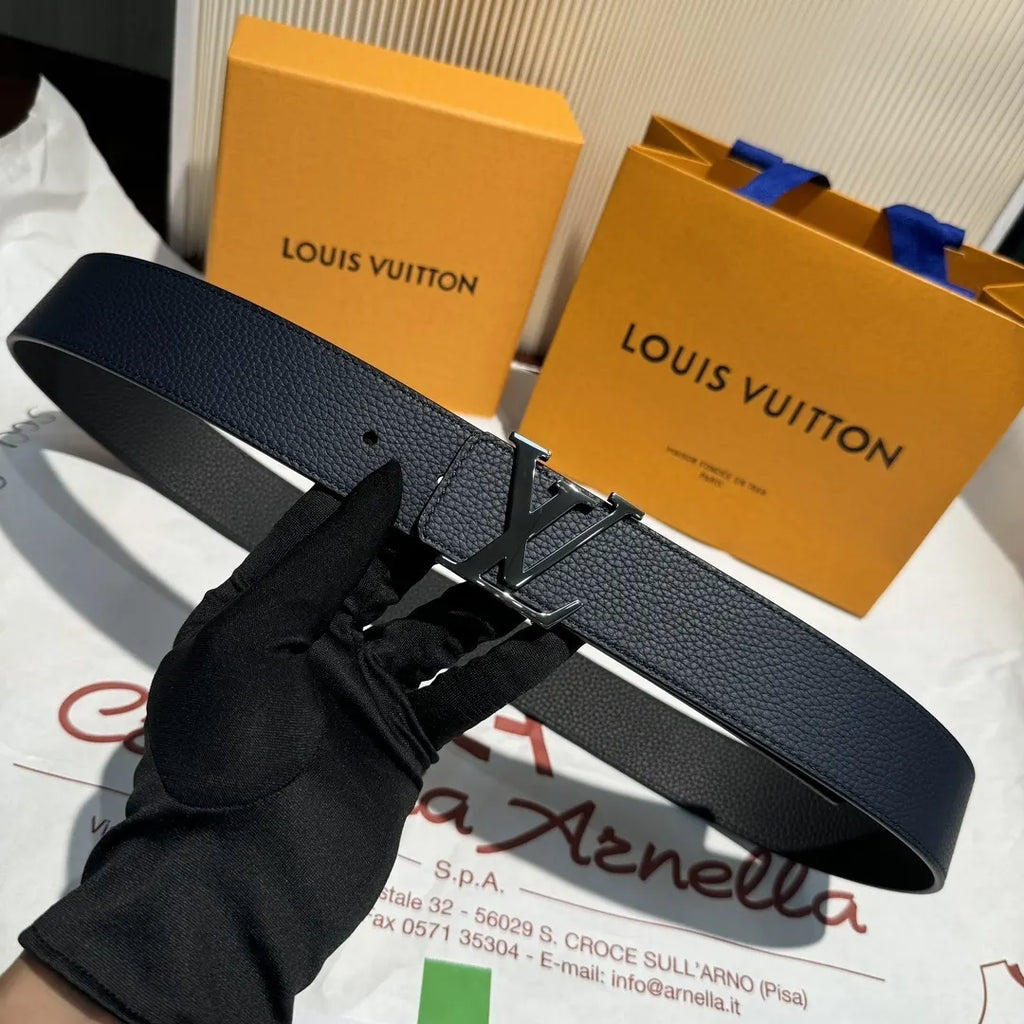 Navy Blue Leather Belt - Hình 2