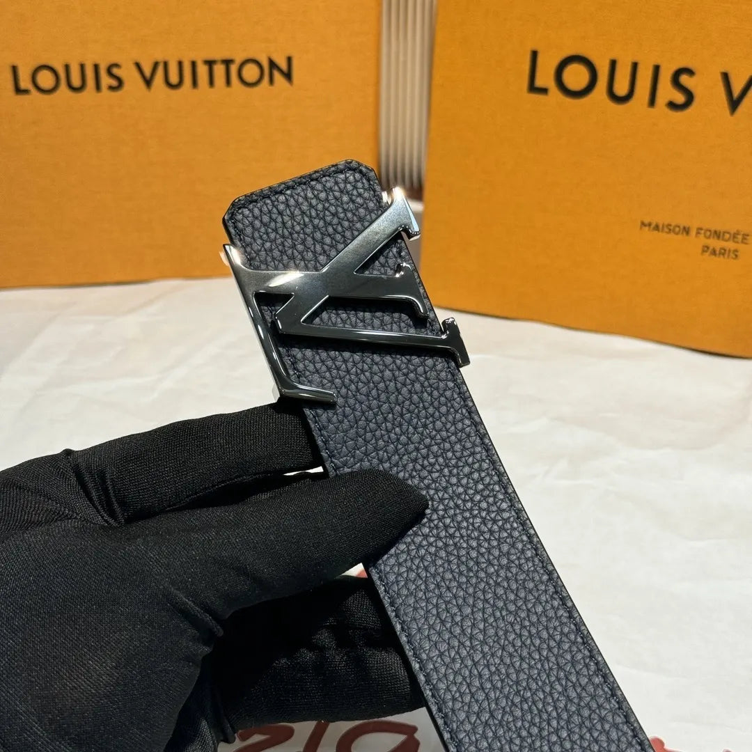 Navy Blue Leather Belt - Hình 5