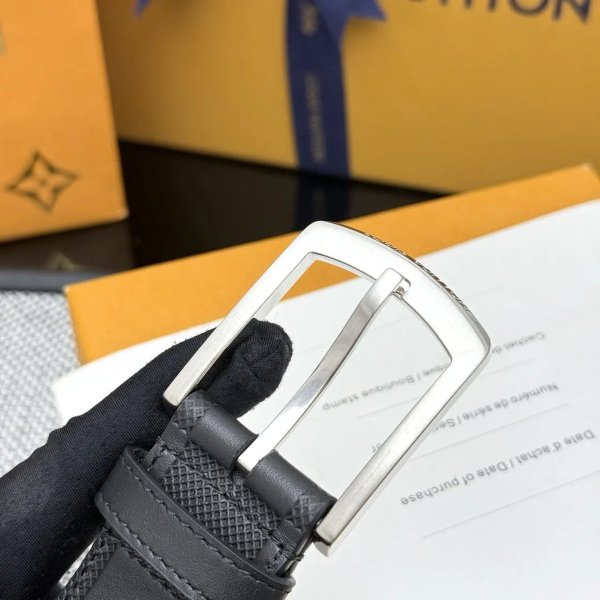 Louis Vuitton Damier Black Leather Belt - Hình 3