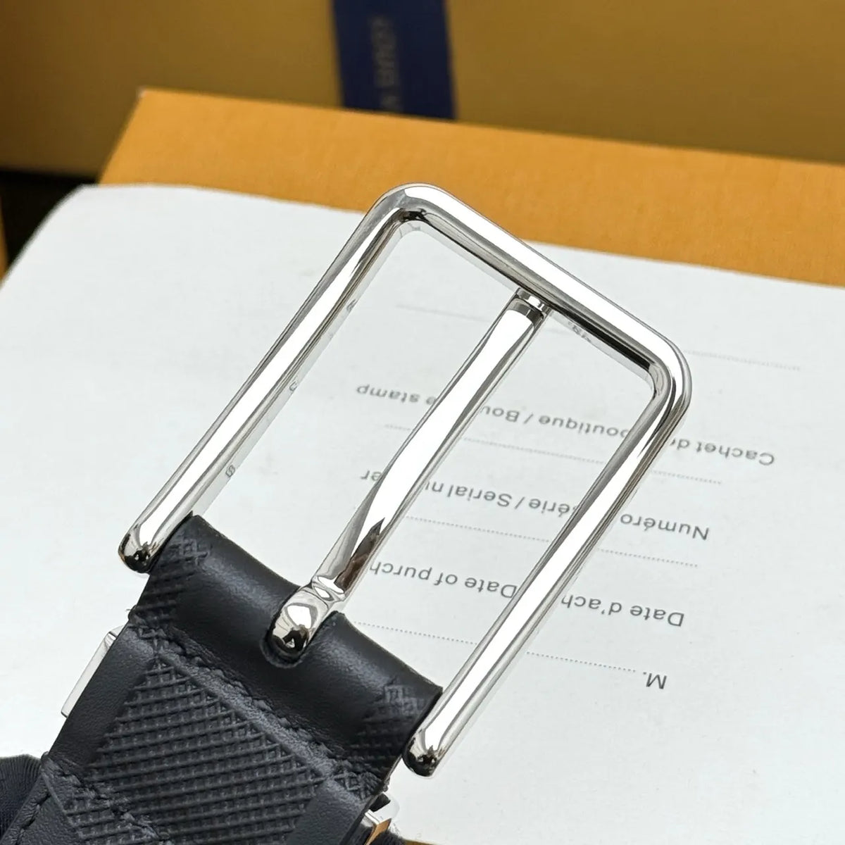 Louis Vuitton Damier Black Leather Belt - Hình 7