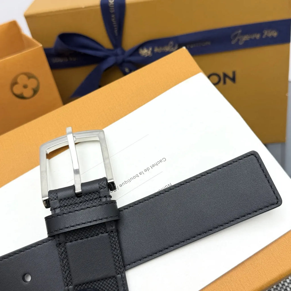Louis Vuitton Damier Black Leather Belt - Hình 5