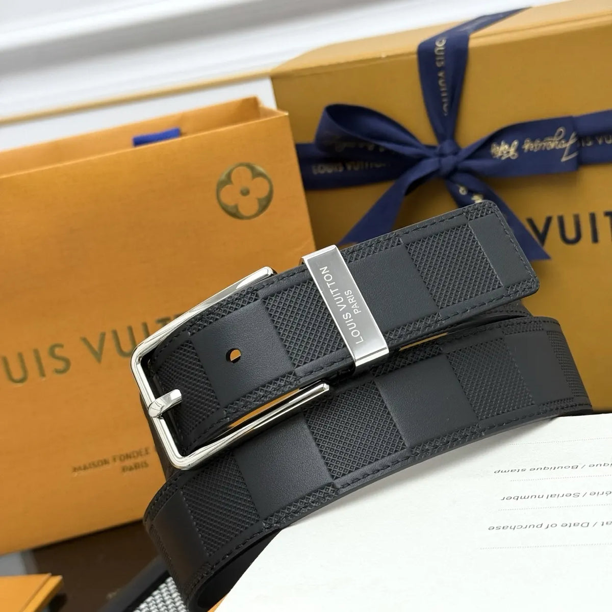 Damier Infini Black Silver Buckle Belt