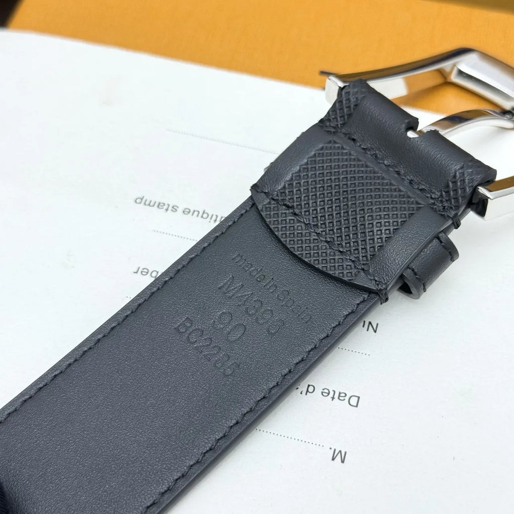 Louis Vuitton Damier Black Leather Belt - Hình 6