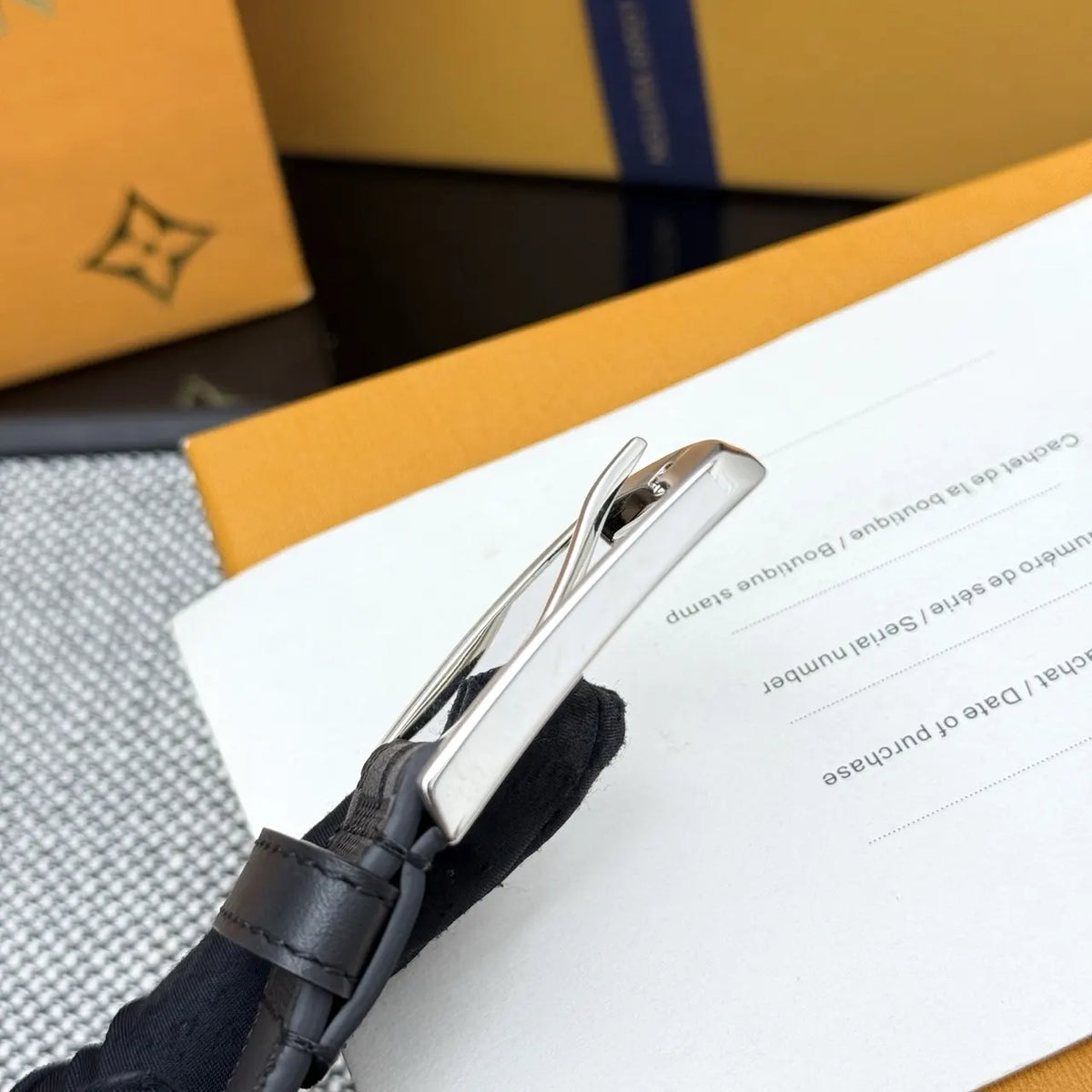 Louis Vuitton Damier Black Leather Belt - Hình 9