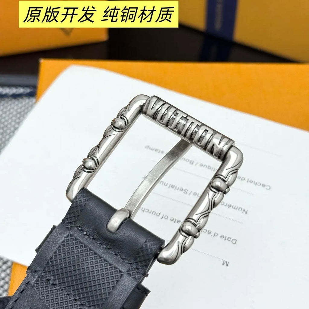 silver Louis Vuitton Black Damier Infini Belt - Hình 5