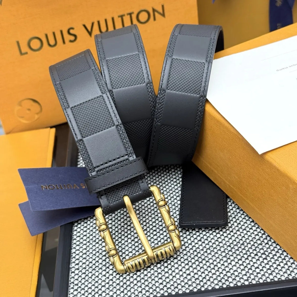 antique Louis Vuitton Damier Shadow Belt - Hình 2