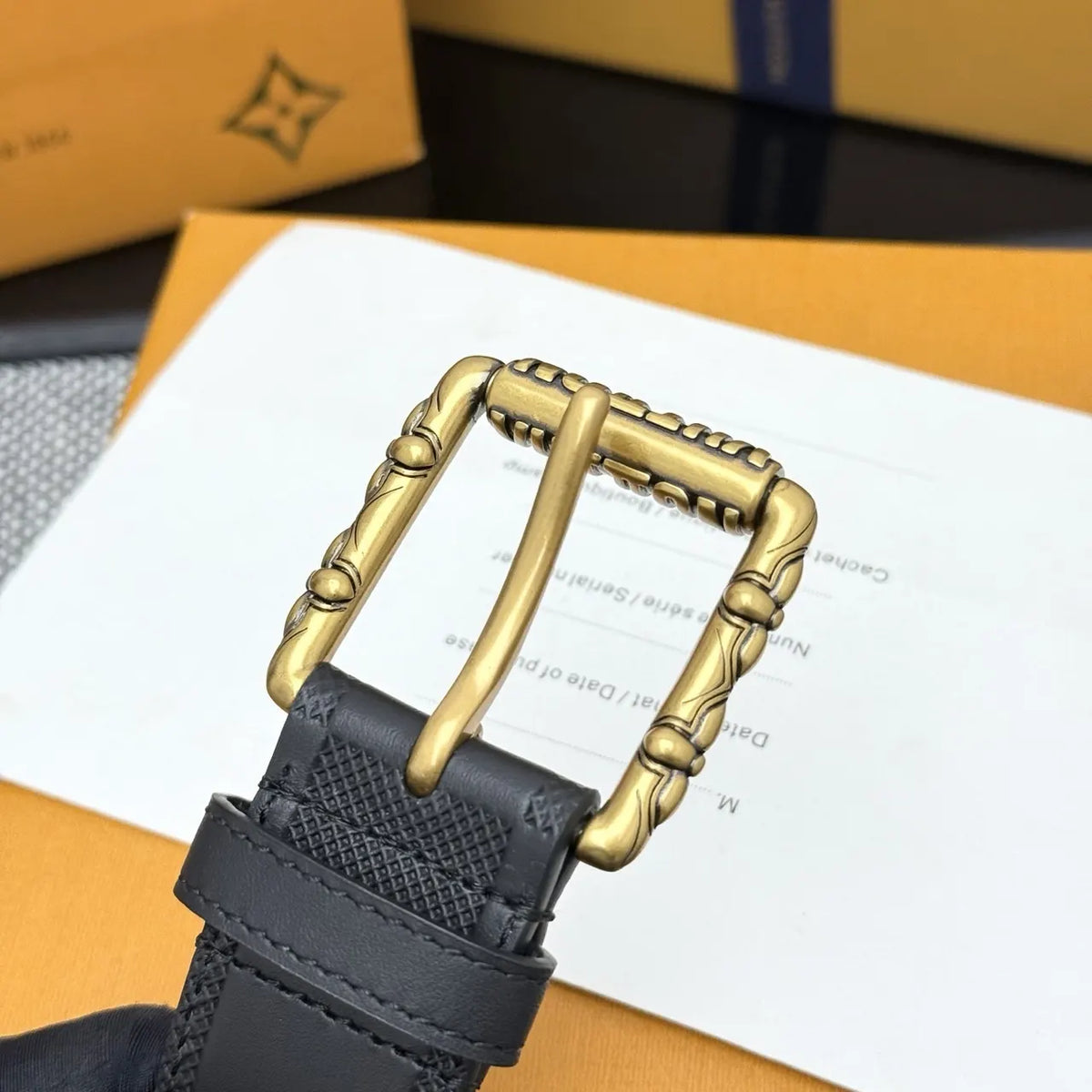 antique Louis Vuitton Damier Shadow Belt - Hình 7