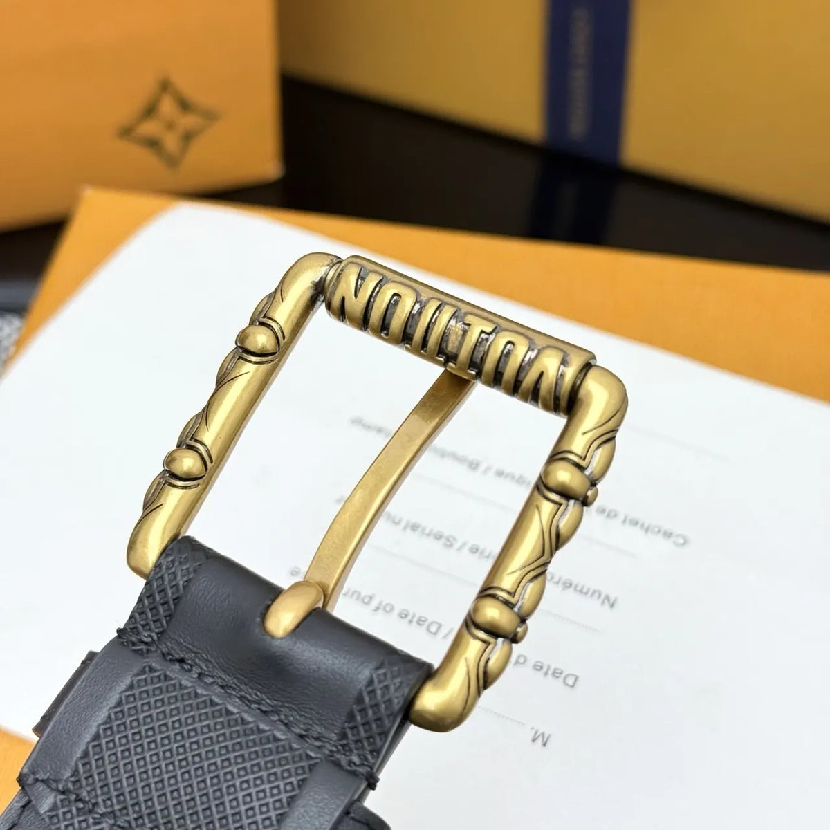antique Louis Vuitton Damier Shadow Belt - Hình 9