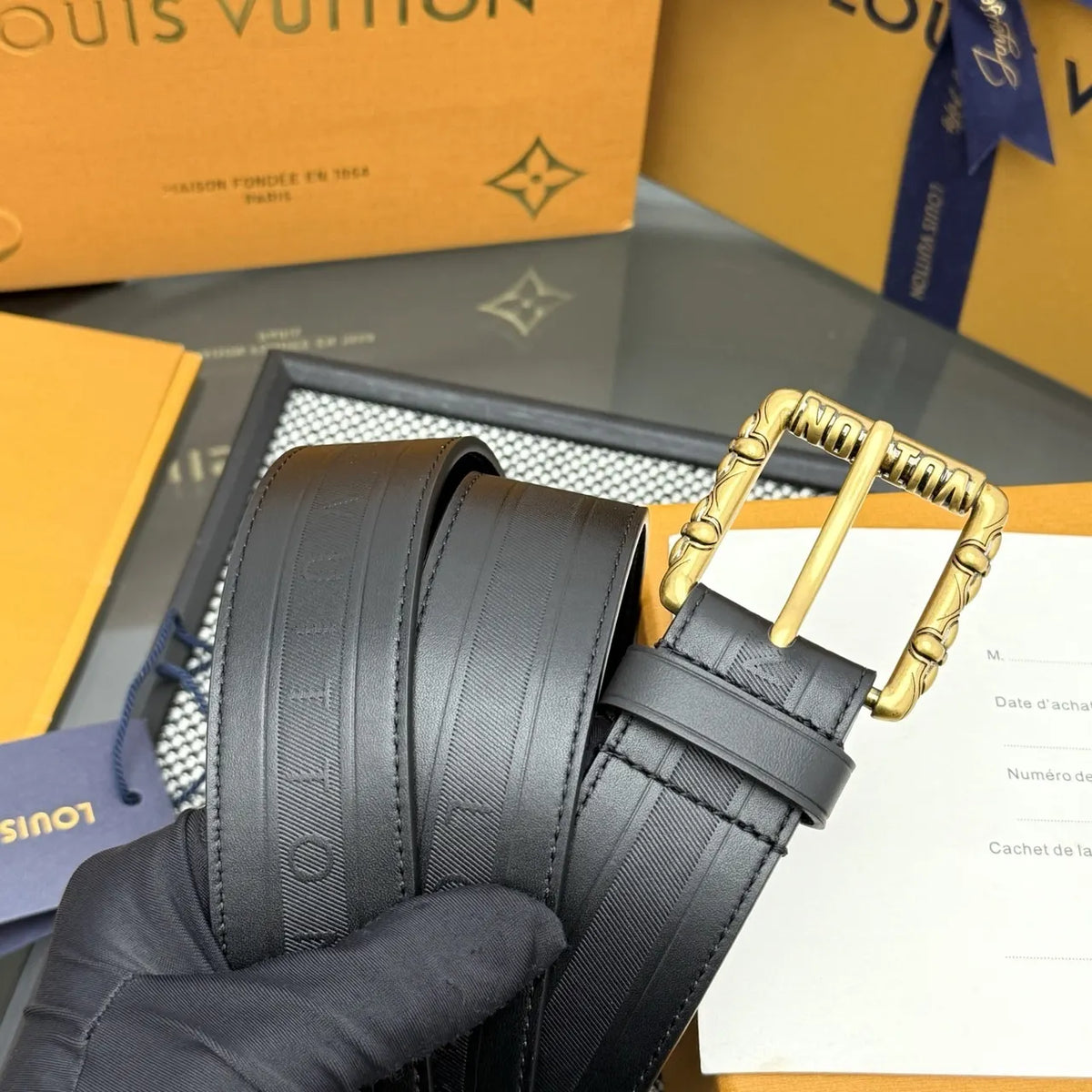 Louis Vuitton Grey Embossed Belt - Hình 2
