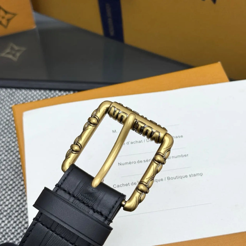 Louis Vuitton Grey Embossed Belt - Hình 3