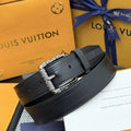 Louis Vuitton Black Embossed Belt leather