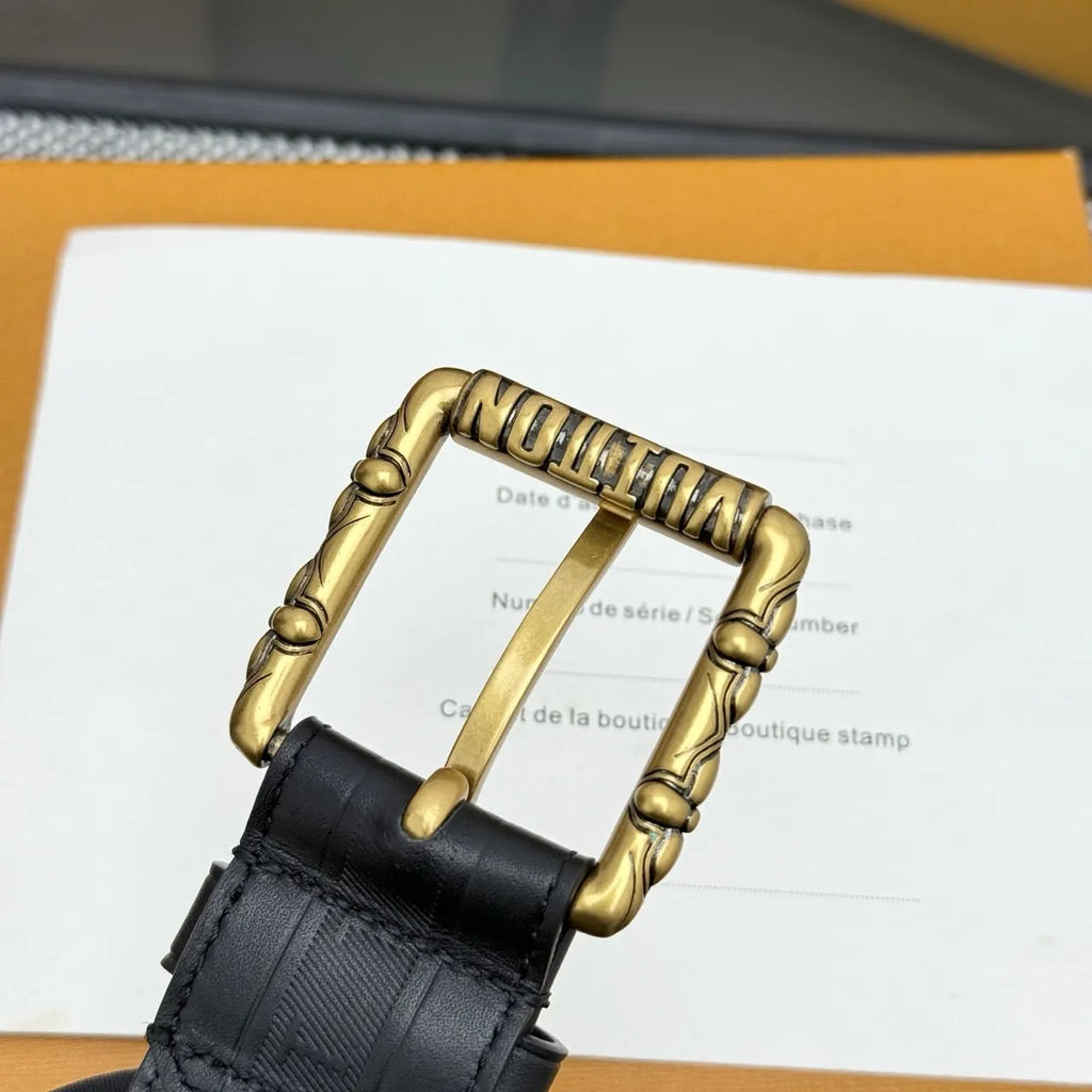 Louis Vuitton Grey Embossed Belt - Hình 5