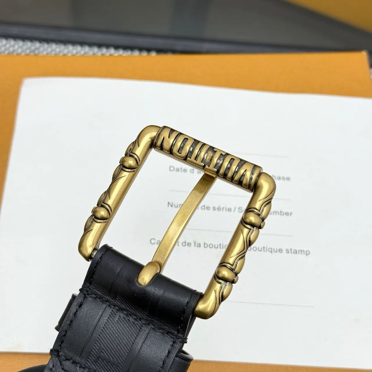Louis Vuitton Grey Embossed Belt - Hình 5