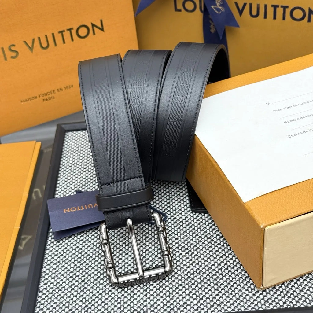 Louis Vuitton Black Embossed Belt leather - Hình 2