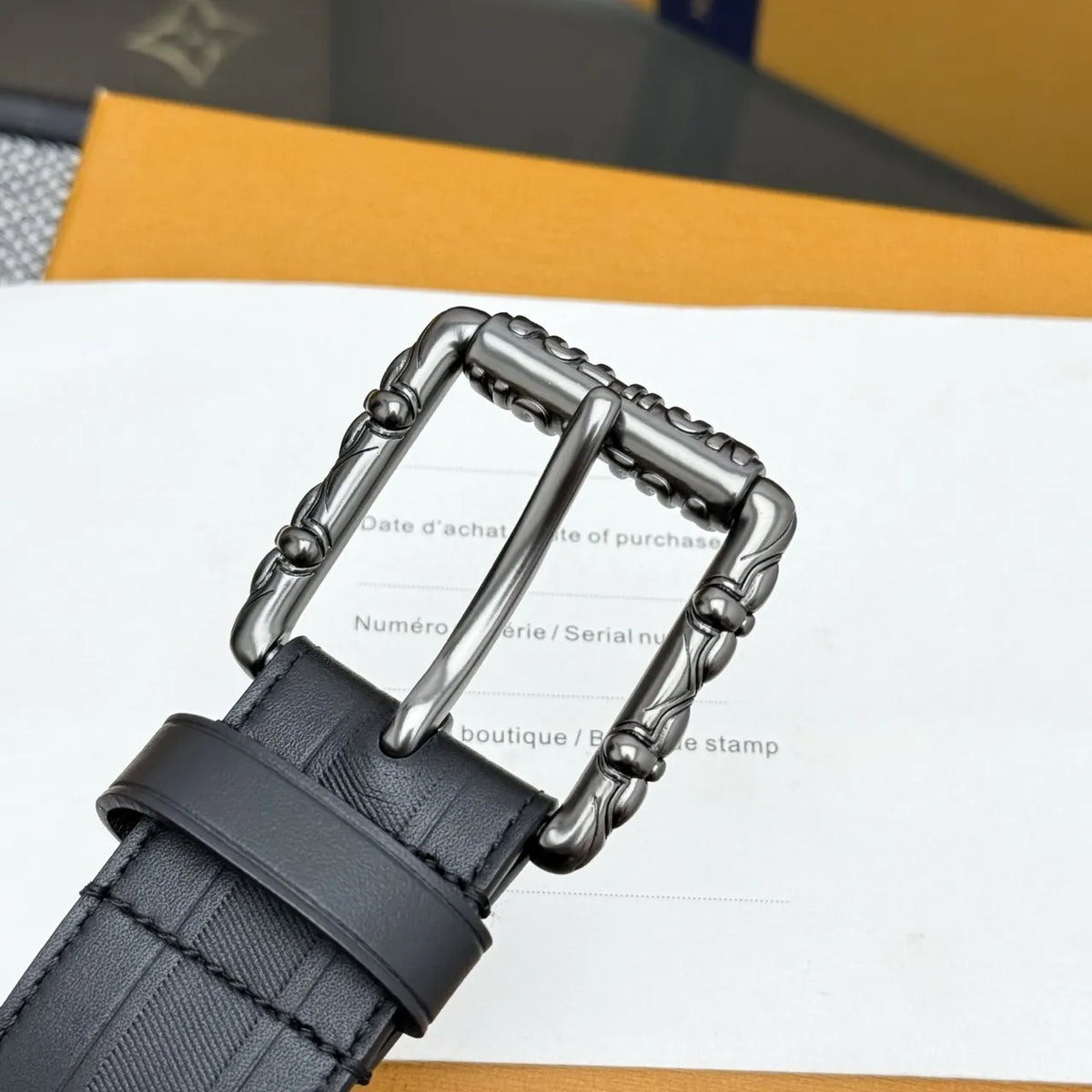 Louis Vuitton Black Embossed Belt leather - Hình 4