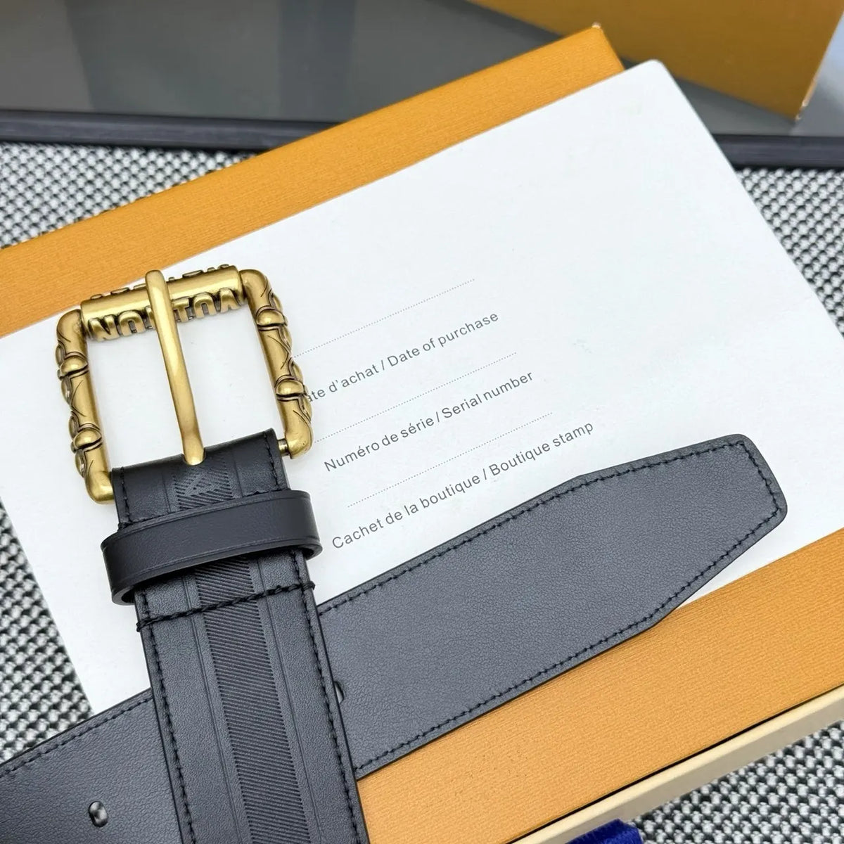 Louis Vuitton Grey Embossed Belt - Hình 8