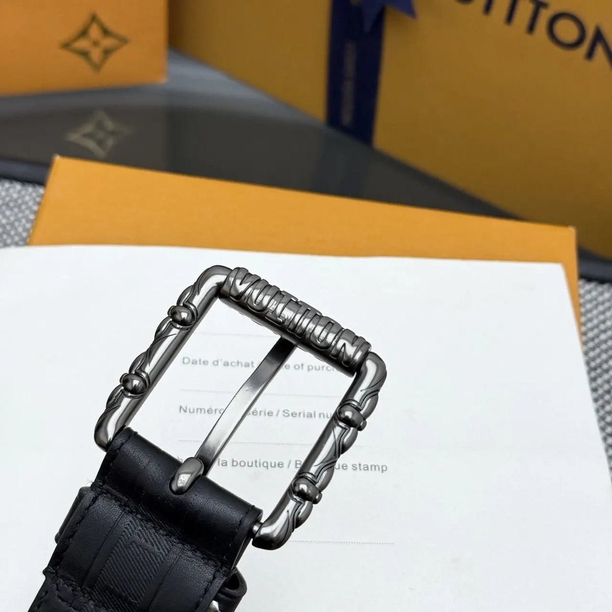 Louis Vuitton Black Embossed Belt leather - Hình 6