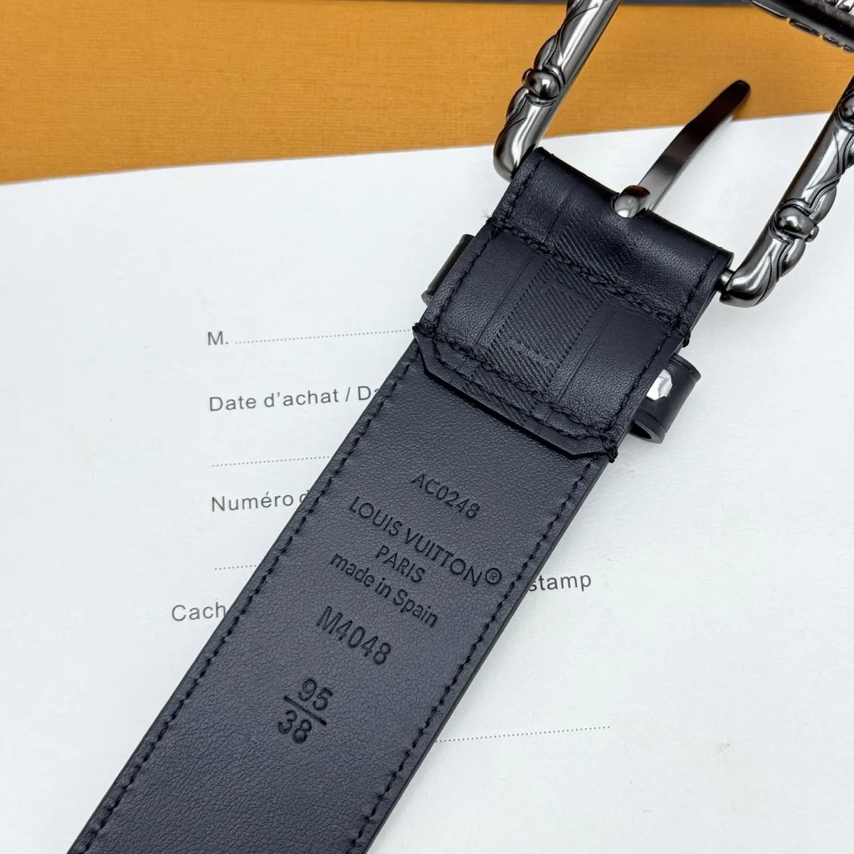 Louis Vuitton Black Embossed Belt leather - Hình 7
