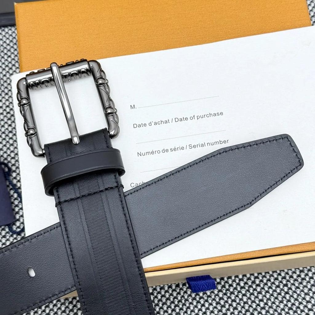 Louis Vuitton Black Embossed Belt leather - Hình 8