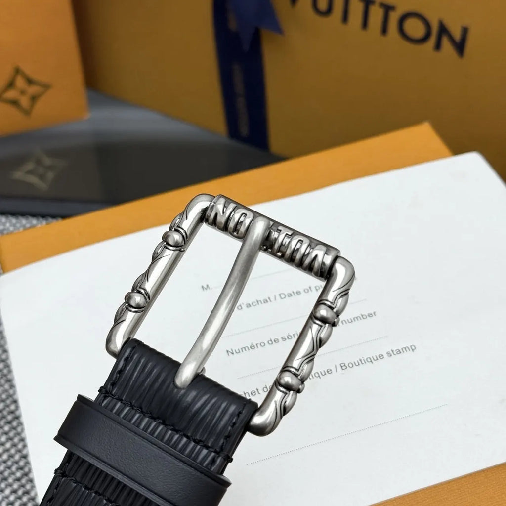 leather Louis Vuitton Epi Black Belt - Hình 4