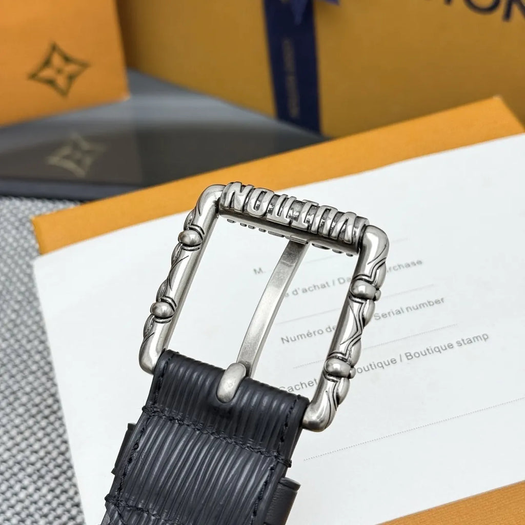 leather Louis Vuitton Epi Black Belt - Hình 5