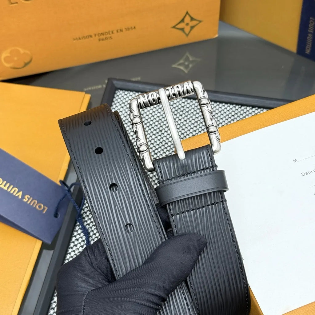 leather Louis Vuitton Epi Black Belt - Hình 8