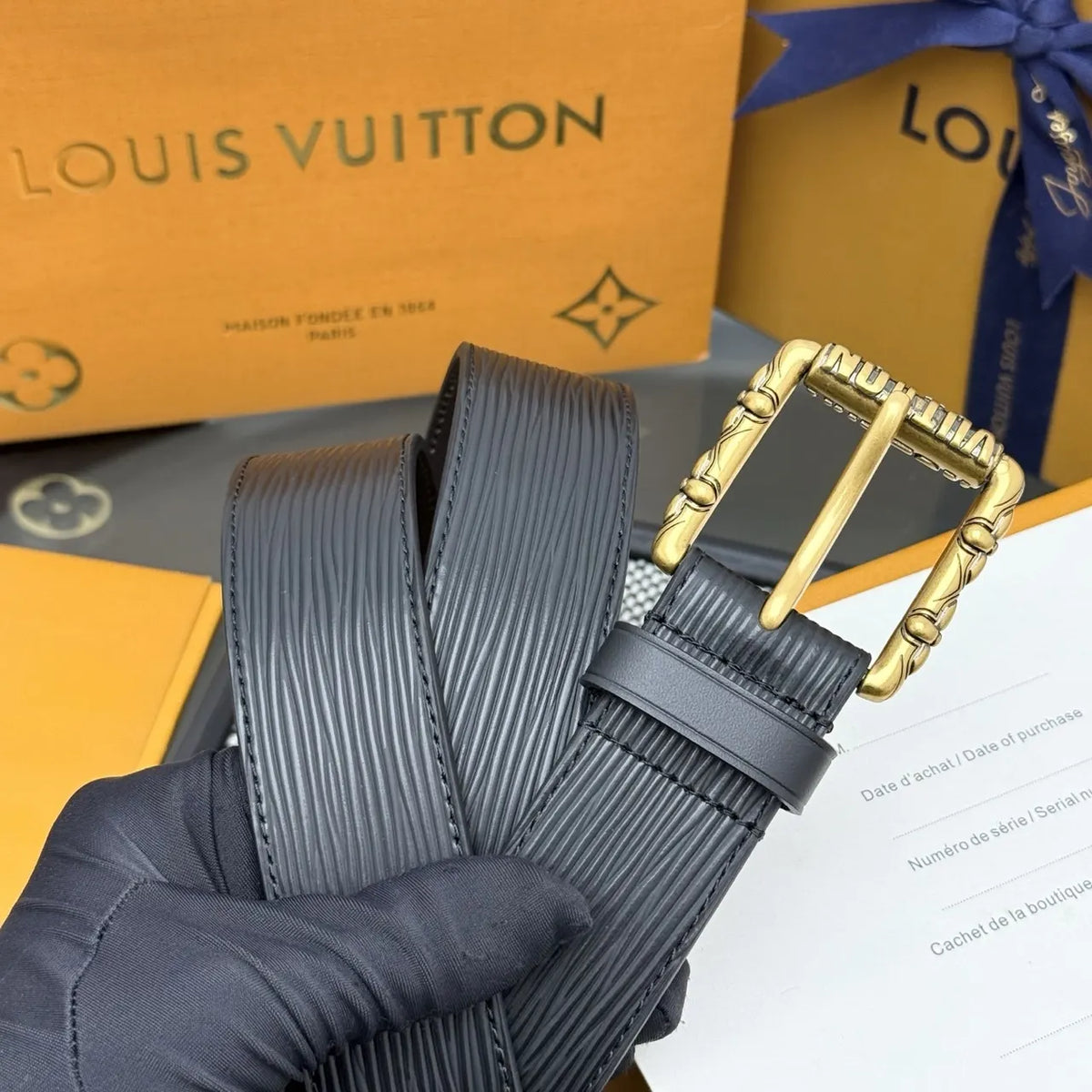 antique Louis Vuitton Epi Leather Belt - Hình 3