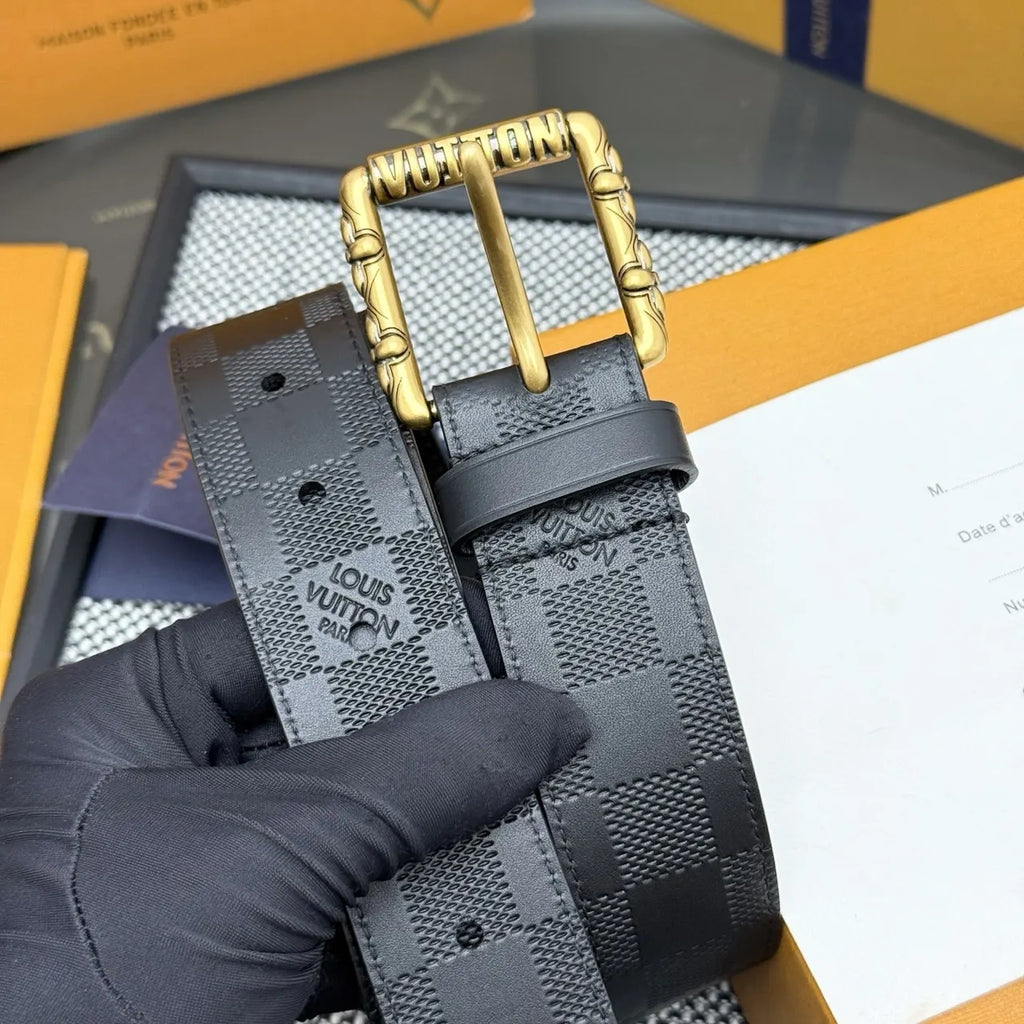 Black Damier Bamboo Buckle Belt - Hình 8