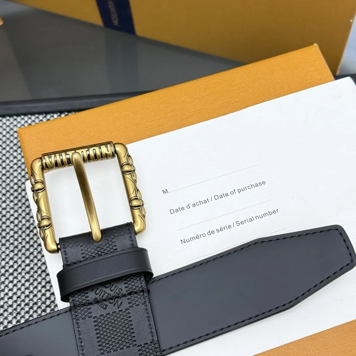 Black Damier Bamboo Buckle Belt - Hình 9