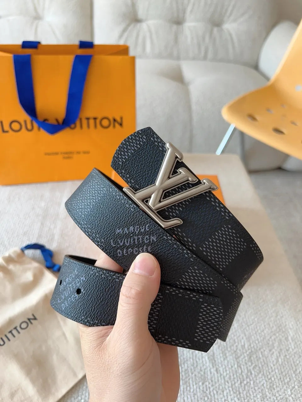 Damier Infini Silver LV Buckle Belt