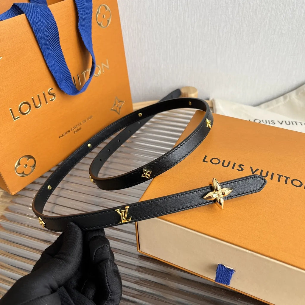 Louis Vuitton Black Leather Star Belt