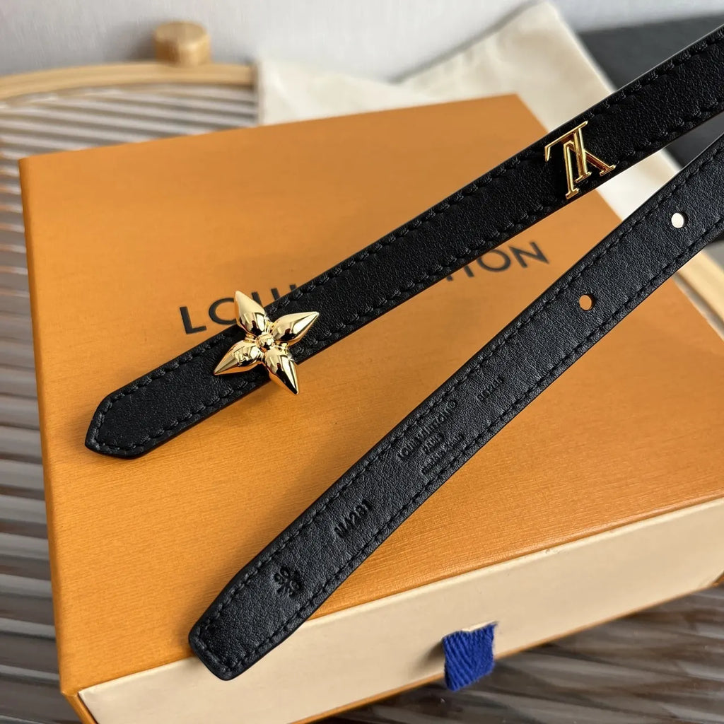 Louis Vuitton Black Leather Star Belt - Hình 4