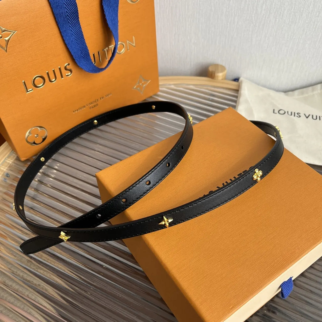 Louis Vuitton Black Leather Star Belt - Hình 3