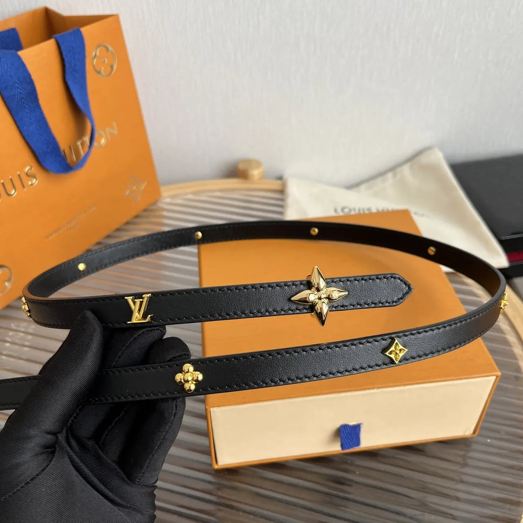 Louis Vuitton Black Leather Star Belt - Hình 6