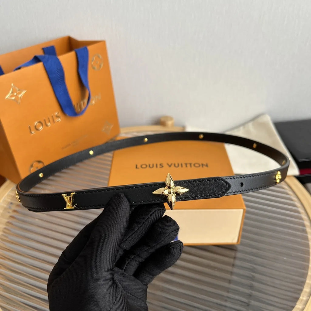Louis Vuitton Black Leather Star Belt - Hình 7