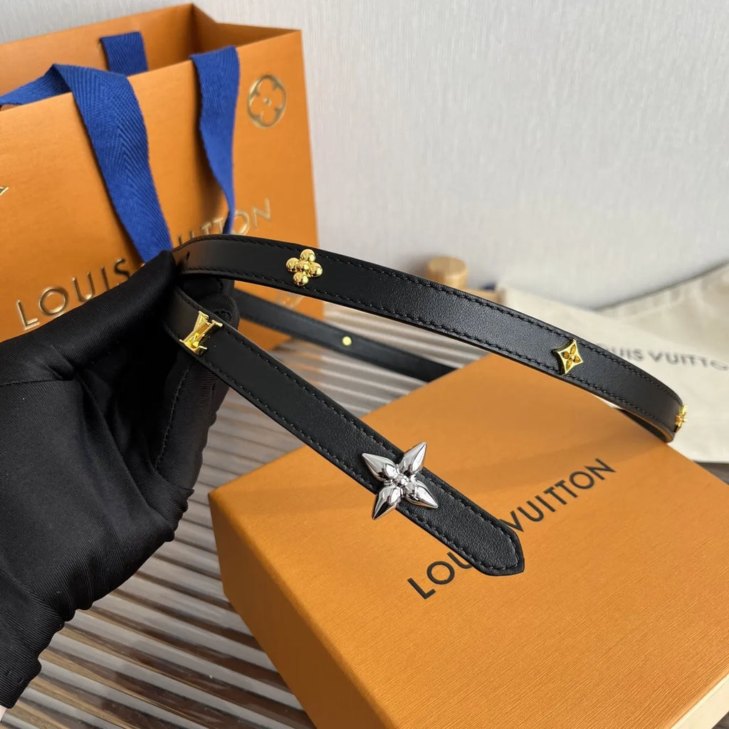 Louis Vuitton Black Leather Star Belt - Hình 4