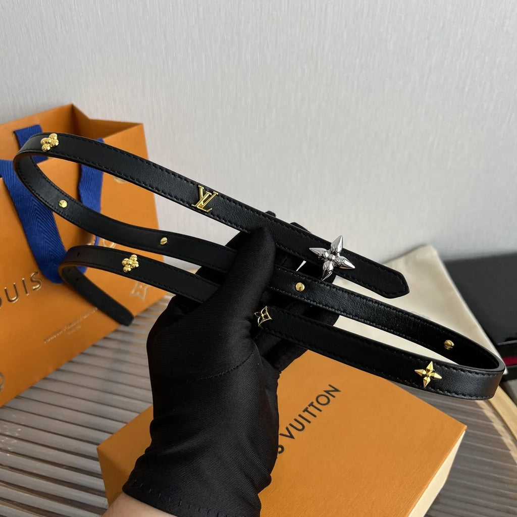Louis Vuitton Black Leather Star Belt - Hình 7