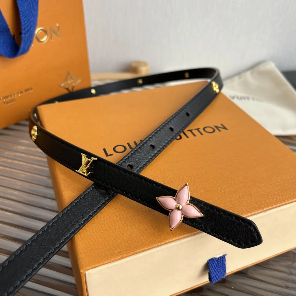 pink Louis Vuitton Black Leather Belt - Hình 2